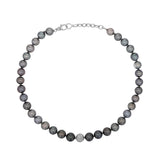 Tahitian Pearl Knotted Necklace with Diamond Ball Bead - 18"