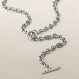 Cable Chain Wrap Necklace with Diamond Toggle - 36"