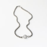 12mm Diamond Cobblestone Round Bead on Belcher Chain Necklace - 18"