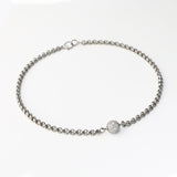 12mm Diamond Cobblestone Round Bead on Belcher Chain Necklace - 18"