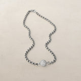 12mm Diamond Cobblestone Round Bead on Belcher Chain Necklace - 18"