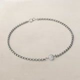 12mm Diamond Cobblestone Round Bead on Belcher Chain Necklace - 18"