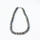 Tahitian Pearl Hand Knotted Necklace with Diamond Rondelles - 18"