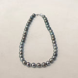 Tahitian Pearl Hand Knotted Necklace with Diamond Rondelles - 18"