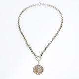 Champagne Mix Cobblestone Diamond Medallion on Belcher Chain Necklace - 18"