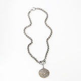 Champagne Mix Cobblestone Diamond Medallion on Belcher Chain Necklace - 18"