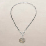 Champagne Mix Cobblestone Diamond Medallion on Belcher Chain Necklace - 18"