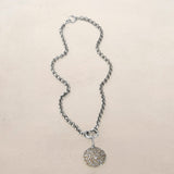 Champagne Mix Cobblestone Diamond Medallion on Belcher Chain Necklace - 18"