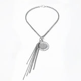 Diamond Sun Pendant with Multi Chain Fringe Necklace - 18"