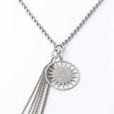 Diamond Sun Pendant with Multi Chain Fringe Necklace - 18"