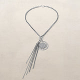 Diamond Sun Pendant with Multi Chain Fringe Necklace - 18"