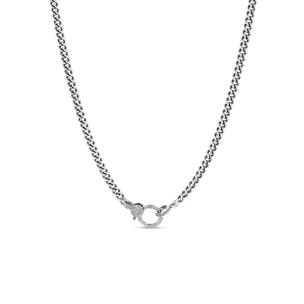 ★SENTIMENTS★ NO.582 [SILVER] CLIP NECKLACE WHITE GOLD Over 925 Sterling Silver Paperclip Link chain
