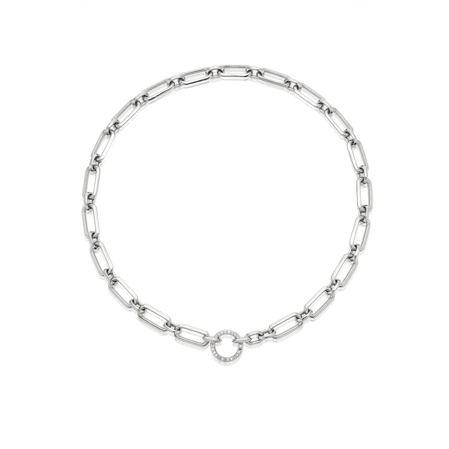 Gwyneth Chain Necklace with Diamond Circle Claw Clasp - 17