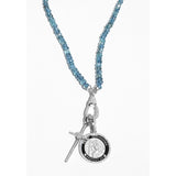 Dark Aquamarine Necklace with Diamond Swivel Clasp  - 19"