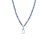 Dark Aquamarine Necklace with Diamond Swivel Clasp  - 19"