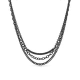 Black Diamond Smile Bar Triple Chain Necklace