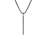 Black Spinel & Black Diamond Bezel Stick Pendant on Snake Chain
