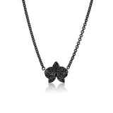 Black Diamond Orchid Pendant on Cable Chain - 18"