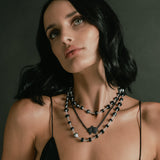 Black Diamond Orchid Pendant on Cable Chain - 18"