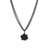Black Diamond Rose Pendant on Double Cable Chain Necklace - 17"