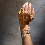 14k Sand Dollar Pendant Necklace with Champagne & White Diamonds- 30"