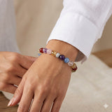 Chakra Stone Bracelet with Diamond Donut Bead - 8mm