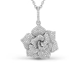 Pendentif rose en diamant sur chaîne Belcher - 45,7 cm