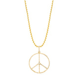 14k Gold & Diamond Peace Chain Necklace - 32"