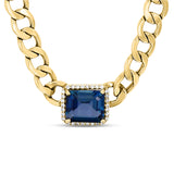 14k Gold and London Blue Topaz Cuban Link Collar Necklace "One of a Kind"