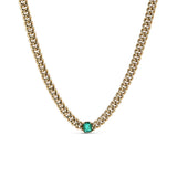 14k Gold Cuban Chain with Emerald Center Stone "One of a Kind"