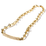 14K Gold Pave Diamond Bar on 14K Soho Chain Necklace - 18"