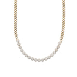 14K Gold Diamond Pebble Cuban Chain Necklace - 16"