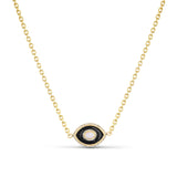 14k Onyx & Ethiopian Opal Evil Eye Pendant on Cable Chain Necklace - One of a Kind