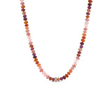 14K Sunset Mix Gemstone Knotted Necklace with Diamond Donut -15"