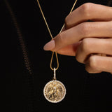 14K Gold and Diamond Guardian Angel Coin Necklace