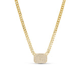 14k East West Diamond Shield Pendant on Curb Chain