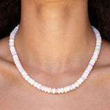 14K Mother of Pearl & Opal Necklace with 14K Diamond Rondelle - 17-18"
