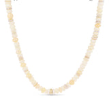 14K Mother of Pearl & Opal Necklace with 14K Diamond Rondelle - 17-18"