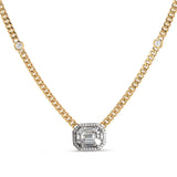 14k Illusion Emerald Cut Diamond Necklace