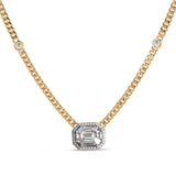 14k Illusion Emerald Cut Diamond Necklace