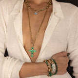 14k Emerald & Bali Beaded Bracelet - 6mm