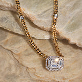 14k Illusion Emerald Cut Diamond Necklace