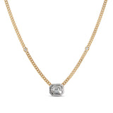 14k Illusion Emerald Cut Diamond Necklace