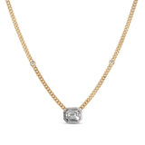 14k Illusion Emerald Cut Diamond Necklace