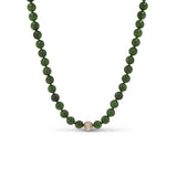 14K Jade Beaded Knotted Necklace with Diamond Bezel Bead - One of a Kind
