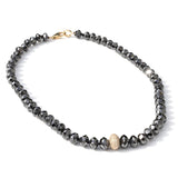 14k Black Diamond Knotted Necklace with Diamond Donut - 18"