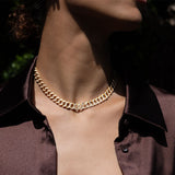 14k Pavé Diamond Curb Chain Necklace