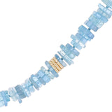 14K Gold Aquamarine Heishi Bead Necklace with Diamond Rondelles - 19.5"