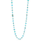 14k Turquoise Mix Rope Necklace with Diamond Rondelles - 44"