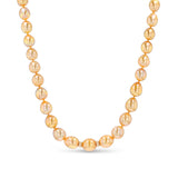 14k Golden Pearl Necklace with Diamond Rondelles